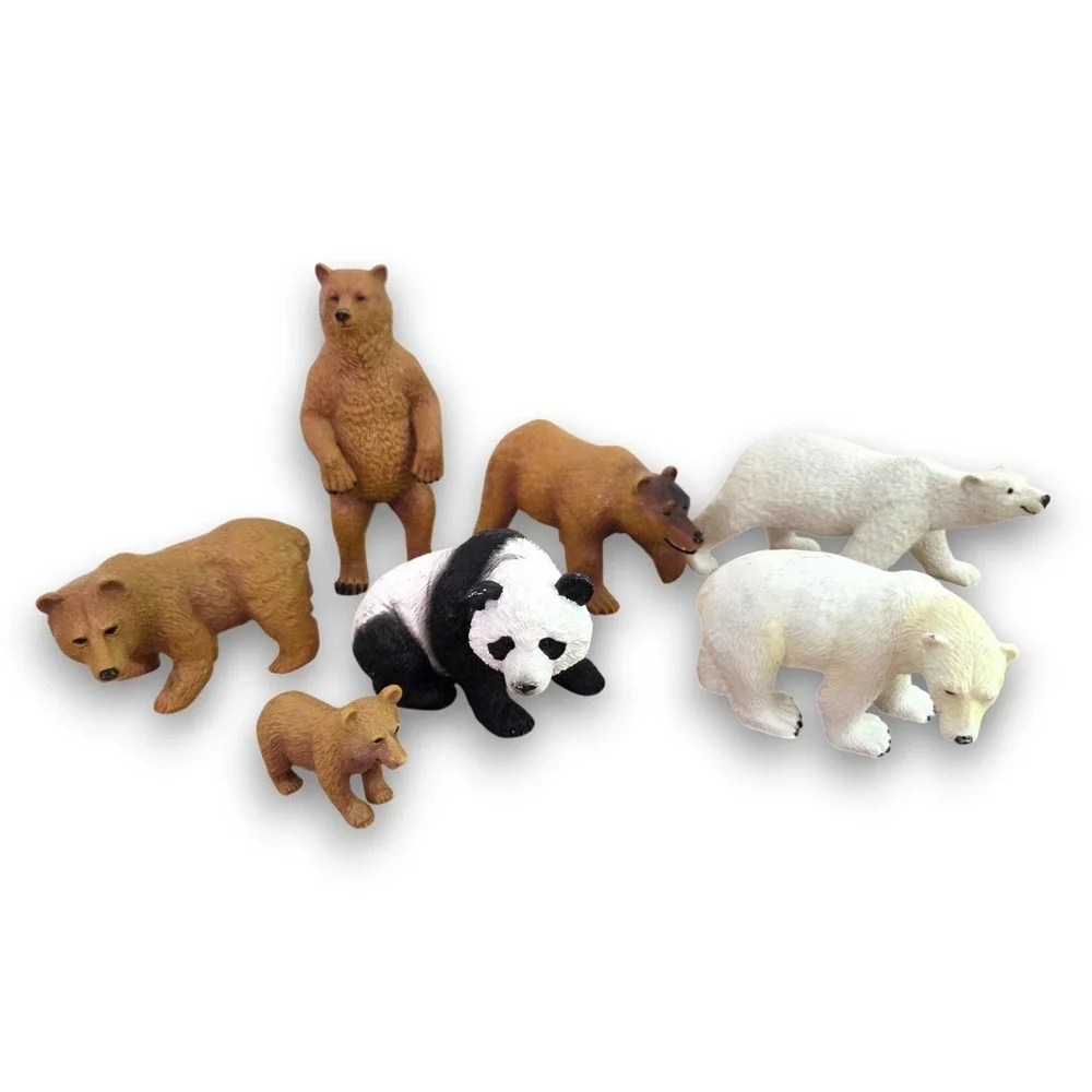 PAPO Lot Set of 7 Bear Figures Grizzly Polar Panda Cub